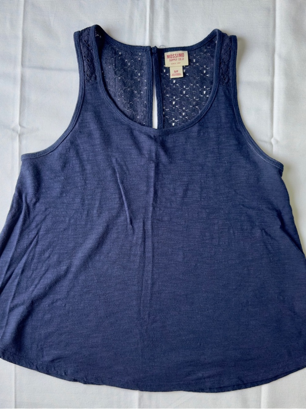 Mossimo Supply Co. Navy Blue Lace-Back Tank Top Size Small